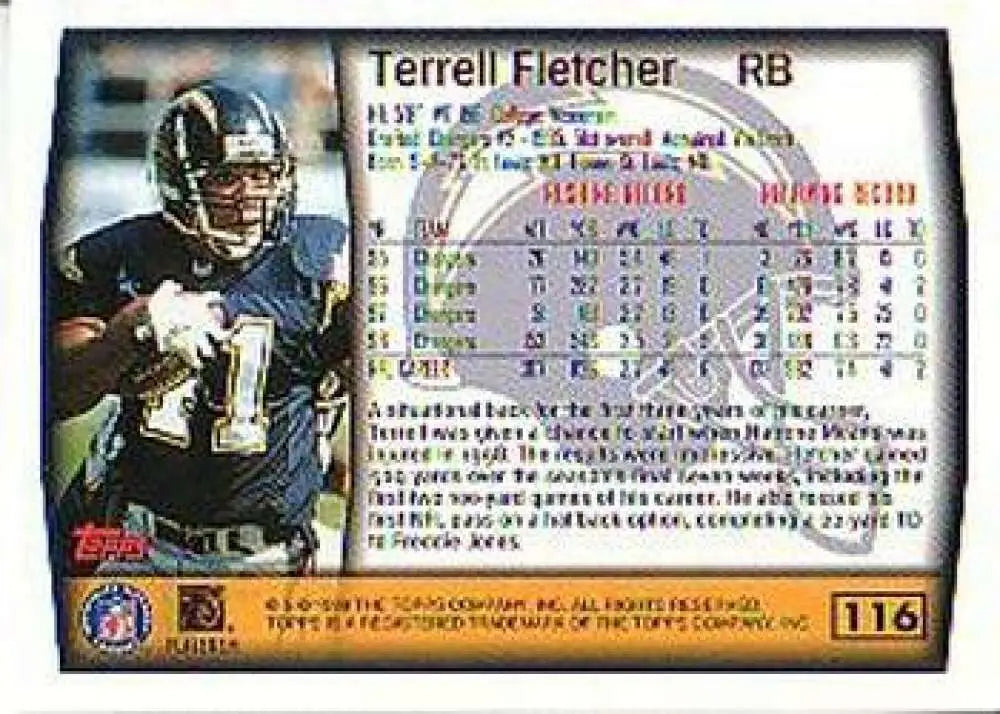 1999 Topps #116 Terrell Fletcher EX Excellent San Diego Chargers Football Card - Football Card Single