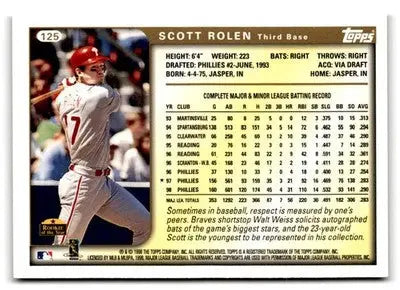 1999 Topps #125 Scott Rolen - Baseball Card Single