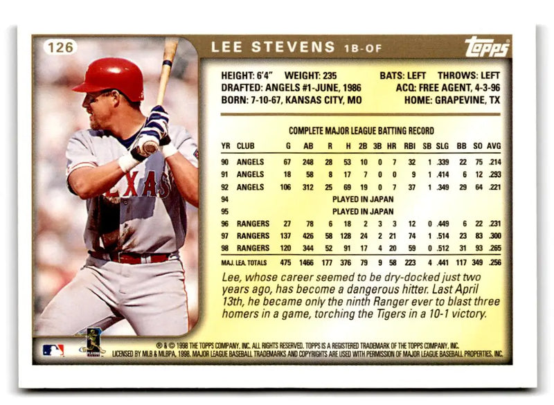 1999 Topps #126 Lee Stevens - Baseball Card Single