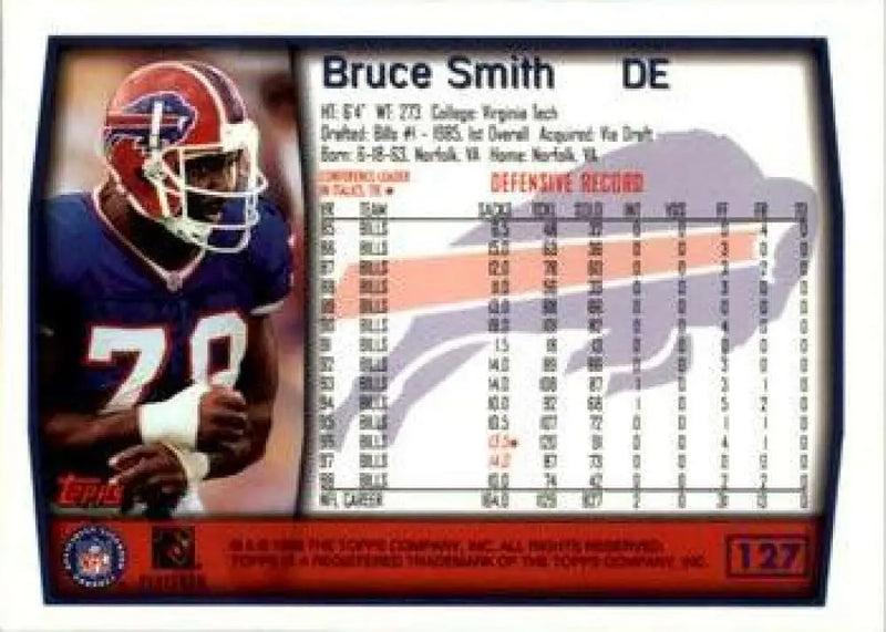 1999 Topps #127 Bruce Smith EX Excellent Buffalo Bills Football Card - Football Card Single