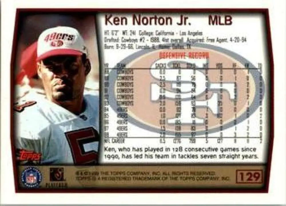1999 Topps #129 Ken Norton Jr. EX Excellent San Francisco 49ers Football Card - Football Card Single