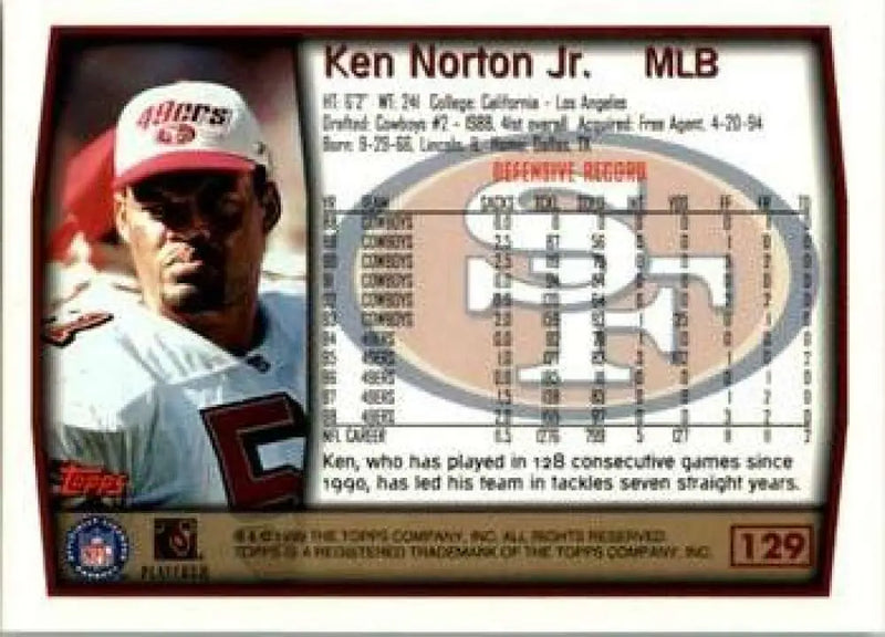 1999 Topps #129 Ken Norton Jr. EX Excellent San Francisco 49ers Football Card - Football Card Single