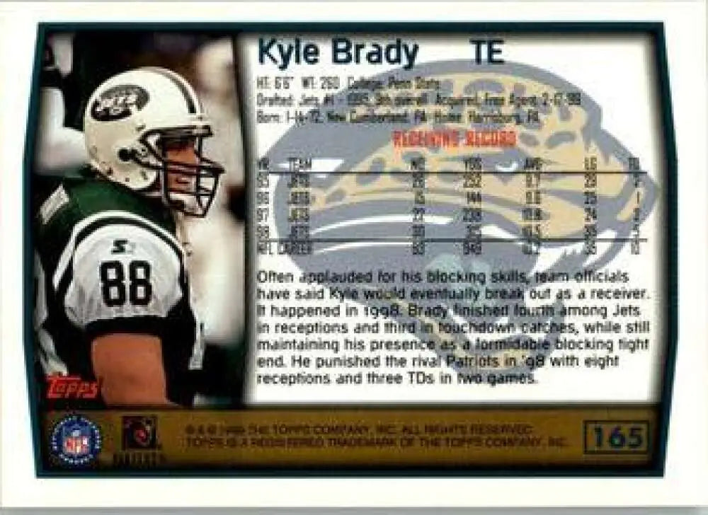1999 Topps #165 Kyle Brady EX Excellent Jacksonville Jaguars Football Card - Football Card Single