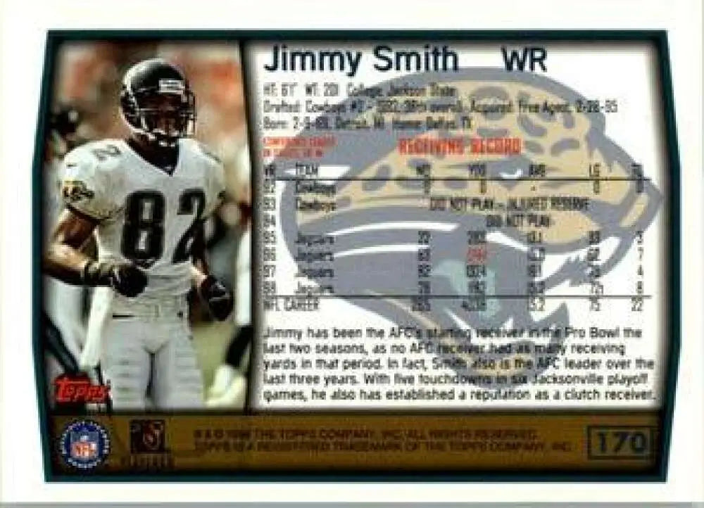 1999 Topps #170 Jimmy Smith EX Excellent Jacksonville Jaguars Football Card - Football Card Single