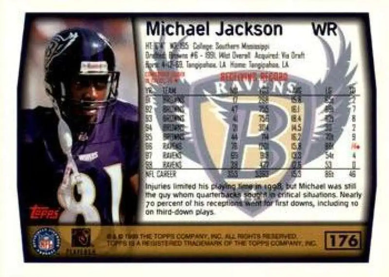 1999 Topps #176 Michael Jackson EX Excellent Baltimore Ravens Football Card - Football Card Single