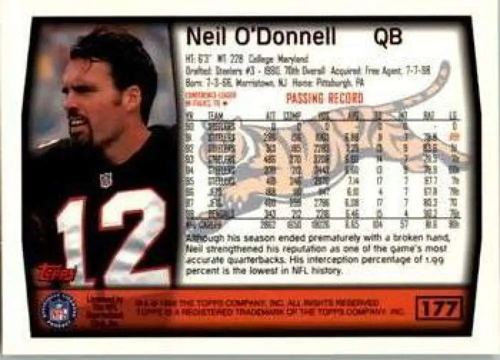 1999 Topps #177 Neil O’Donnell EX Excellent Cincinnati Bengals Football Card - Football Card Single