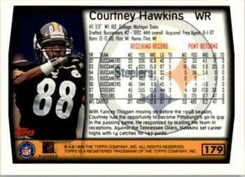 1999 Topps #179 Courtney Hawkins EX Excellent Pittsburgh Steelers Football Card - Football Card Single