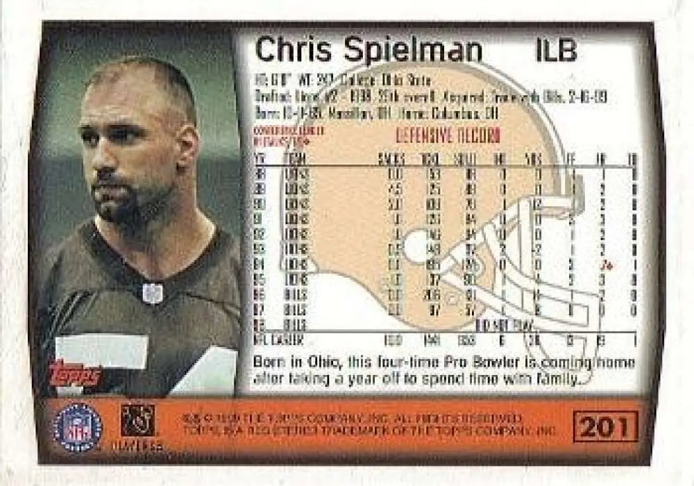 1999 Topps #201 Chris Spielman EX Excellent Cleveland Browns Football Card - Football Card Single