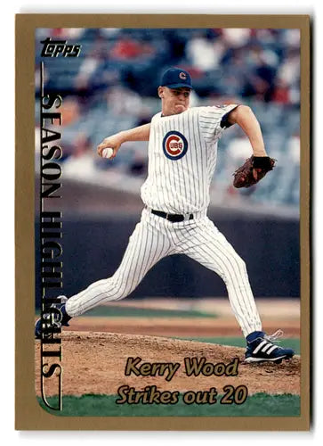 Original gloss Kerry Wood baseball card from 1999 Topps Cubs collection