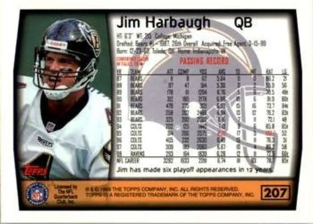 1999 Topps #207 Jim Harbaugh EX Excellent San Diego Chargers Football Card - Football Card Single