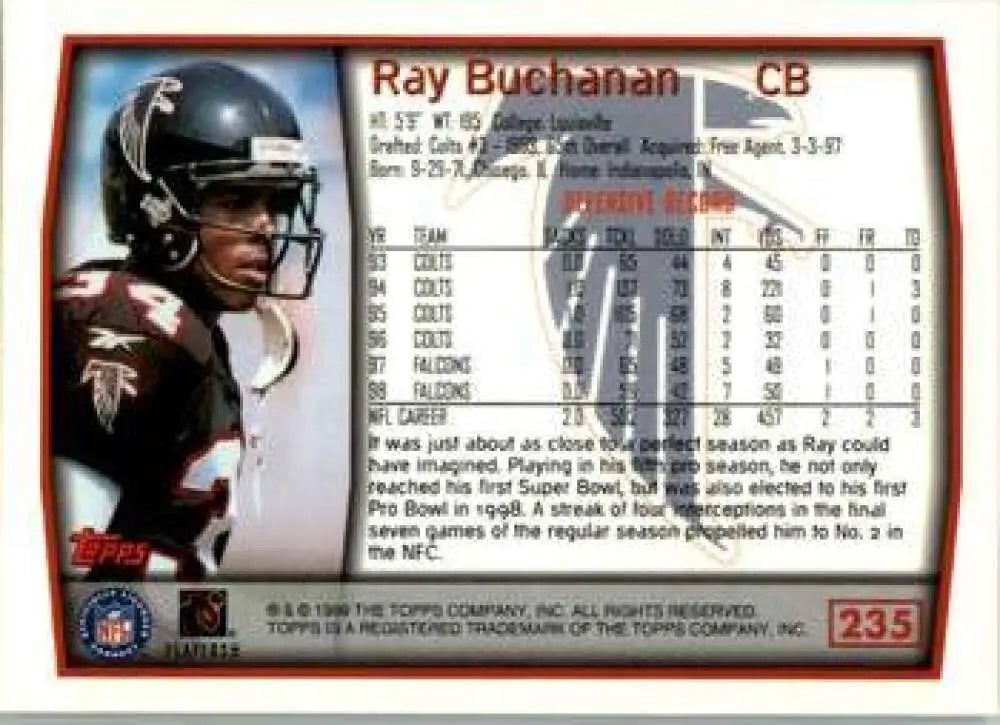 1999 Topps #235 Ray Buchanan EX Excellent Atlanta Falcons Football Card - Football Card Single
