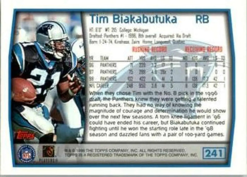 1999 Topps #241 Tim Biakabutuka EX Excellent Carolina Panthers Football Card - Football Card Single
