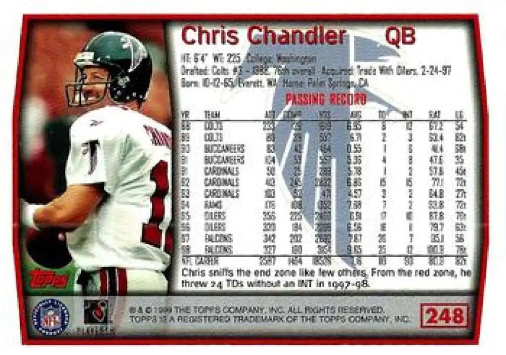 1999 Topps #248 Chris Chandler EX Excellent Atlanta Falcons Football Card - Football Card Single