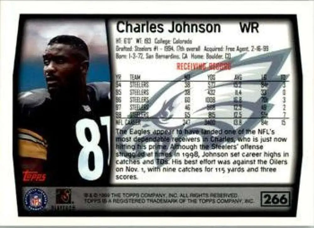 1999 Topps #266 Charles Johnson EX Excellent Philadelphia Eagles Football Card - Football Card Single