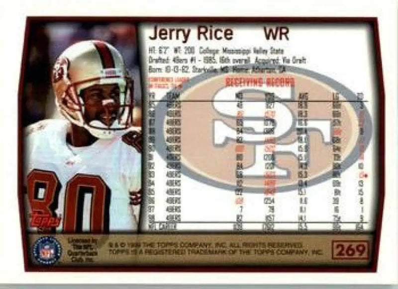 1999 Topps #269 Jerry Rice EX Excellent San Francisco 49ers Football Card - Football Card Single
