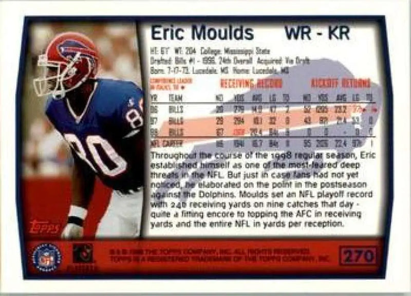 1999 Topps #270 Eric Moulds EX Excellent Buffalo Bills Football Card - Football Card Single