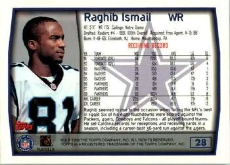 1999 Topps #28 Rocket Ismail EX Excellent Dallas Cowboys Football Card - Football Card Single