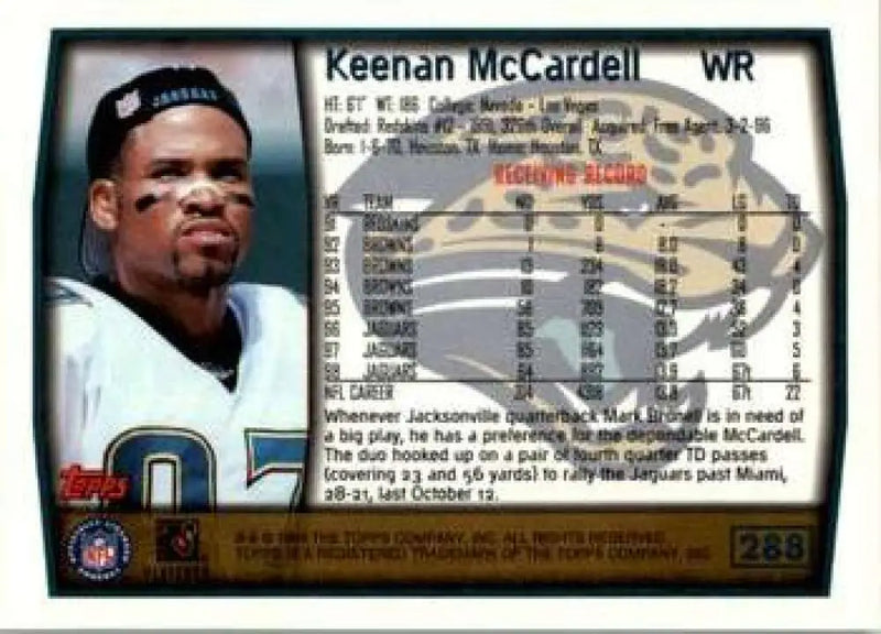 1999 Topps #288 Keenan McCardell EX Excellent Jacksonville Jaguars Football Card - Football Card Single