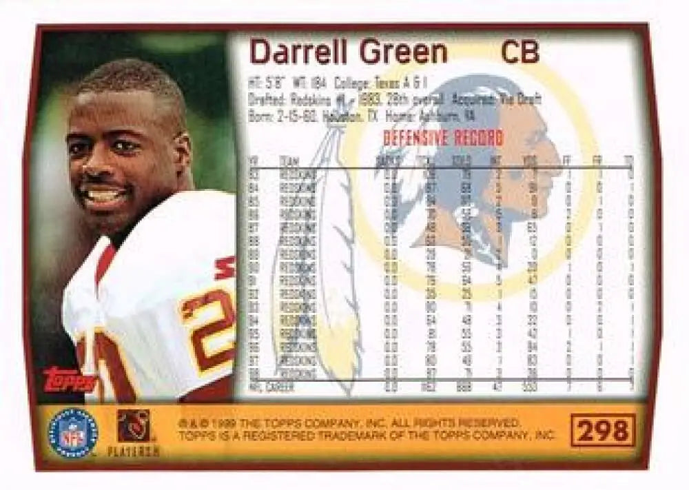 1999 Topps #298 Darrell Green EX Excellent Washington Redskins Football Card - Football Card Single