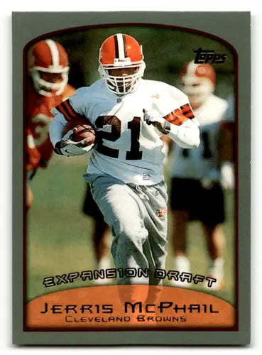 Original gloss Football trading card of Jerris McPhail from 1999 Topps Browns