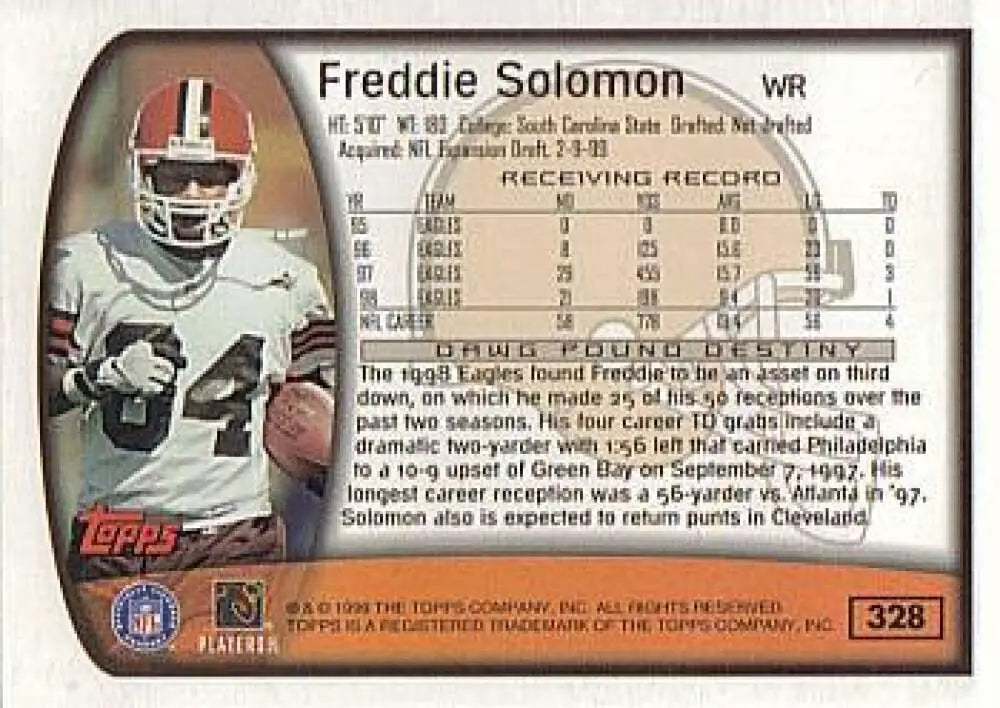 1999 Topps #328 Freddie Solomon EX Excellent Cleveland Browns Football Card - Football Card Single