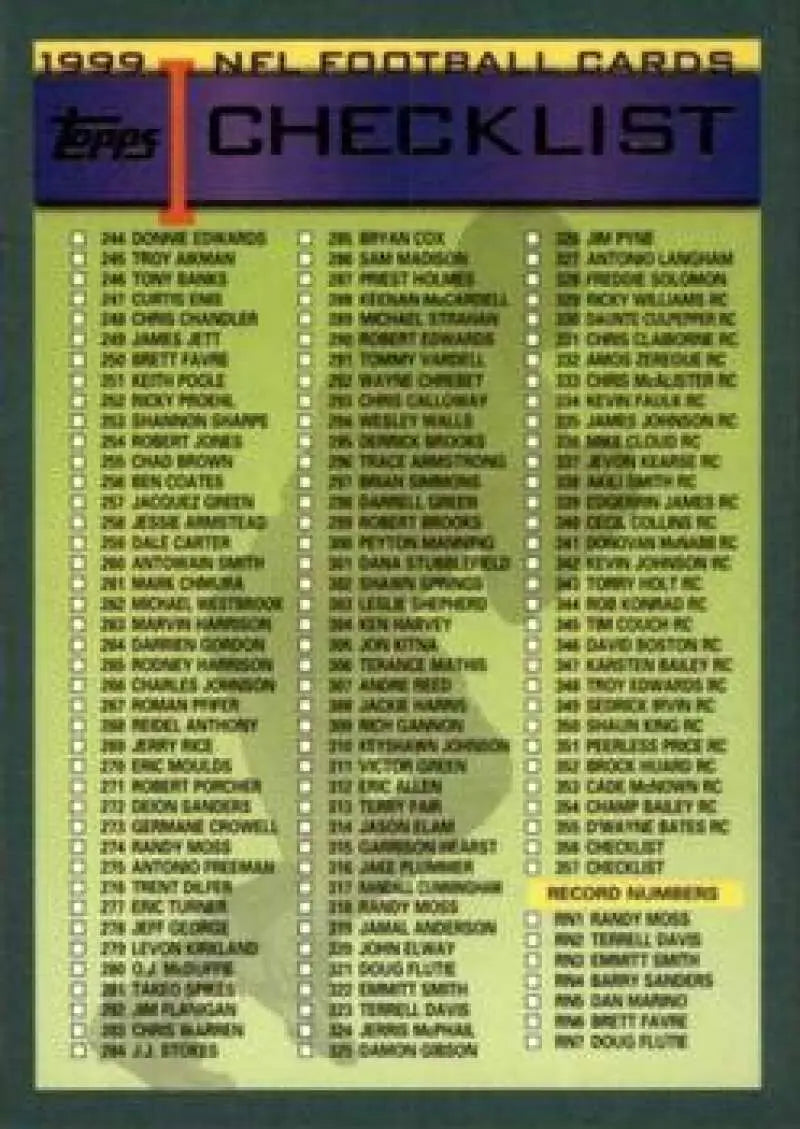 1999 Topps #357 Checklist EX Excellent Football Card - Football Card Single
