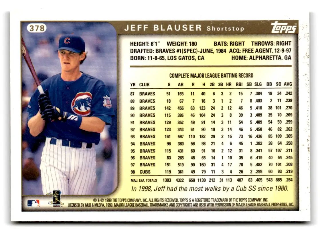 1999 Topps #378 Jeff Blauser - Baseball Card Single