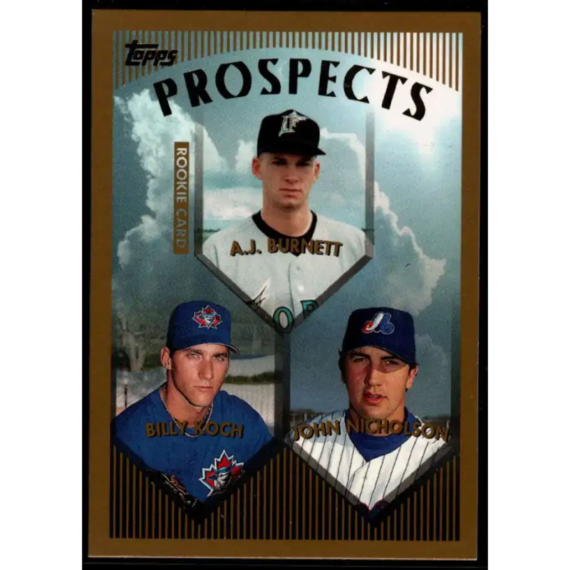 1999 Topps #437 A.J. Burnett/Billy Koch/John Nicholson NM-MT RC Rookie Florida Marlins/Toronto Blue Jays/Montreal Expos