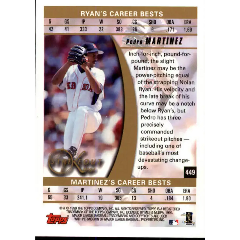 1999 Topps #449 Pedro Martinez NM-MT Boston Red Sox Baseball Card - Baseball Card Single
