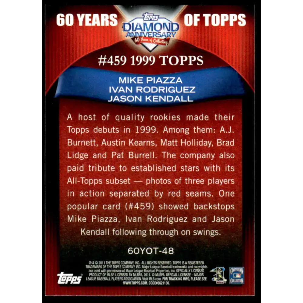 1999 Topps #459 Piazza / Rodriguez / Kendall AT Mets / Rangers / Pirates Baseball Card - Baseball Card Single