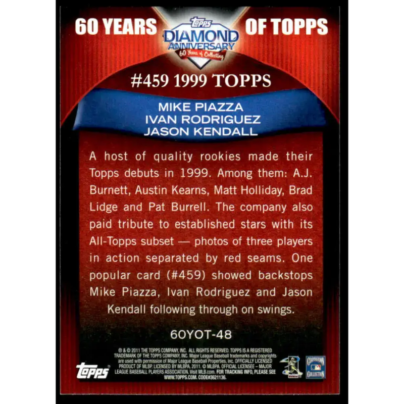 1999 Topps #459 Piazza / Rodriguez / Kendall AT Mets / Rangers / Pirates Baseball Card - Baseball Card Single