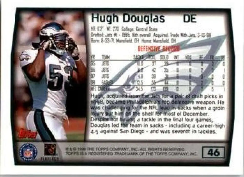 1999 Topps #46 Hugh Douglas EX Excellent Philadelphia Eagles Football Card - Football Card Single