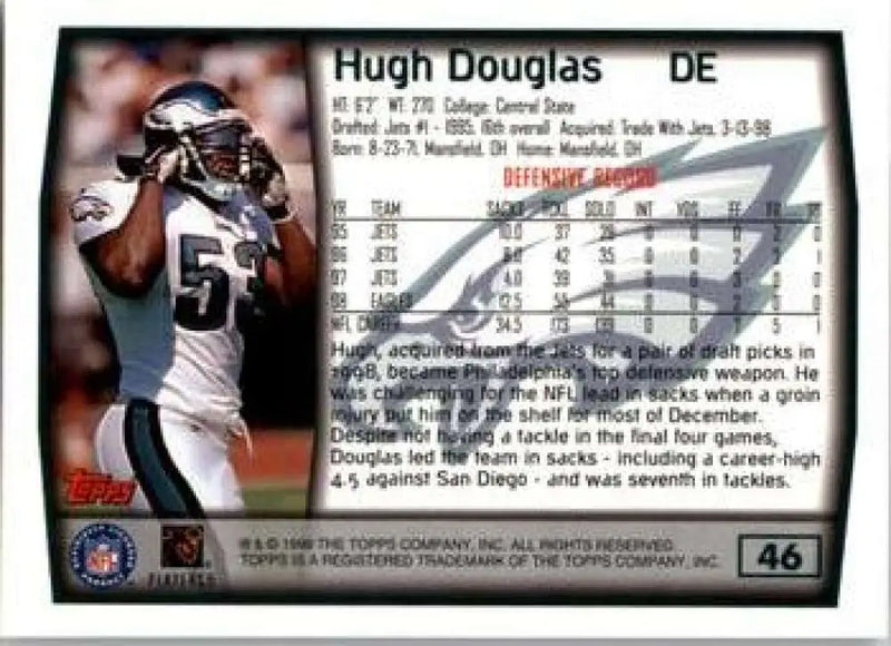 1999 Topps #46 Hugh Douglas EX Excellent Philadelphia Eagles Football Card - Football Card Single