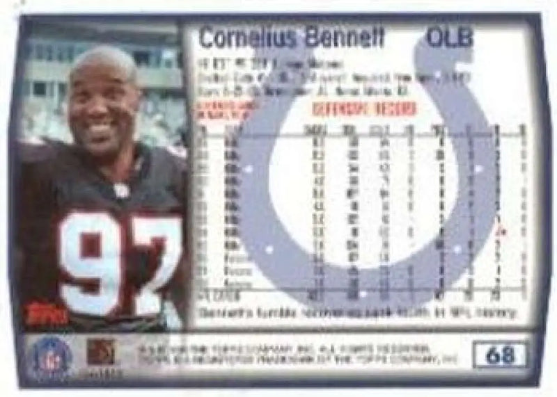 1999 Topps #68 Cornelius Bennett EX Excellent Indianapolis Colts Football Card - Football Card Single