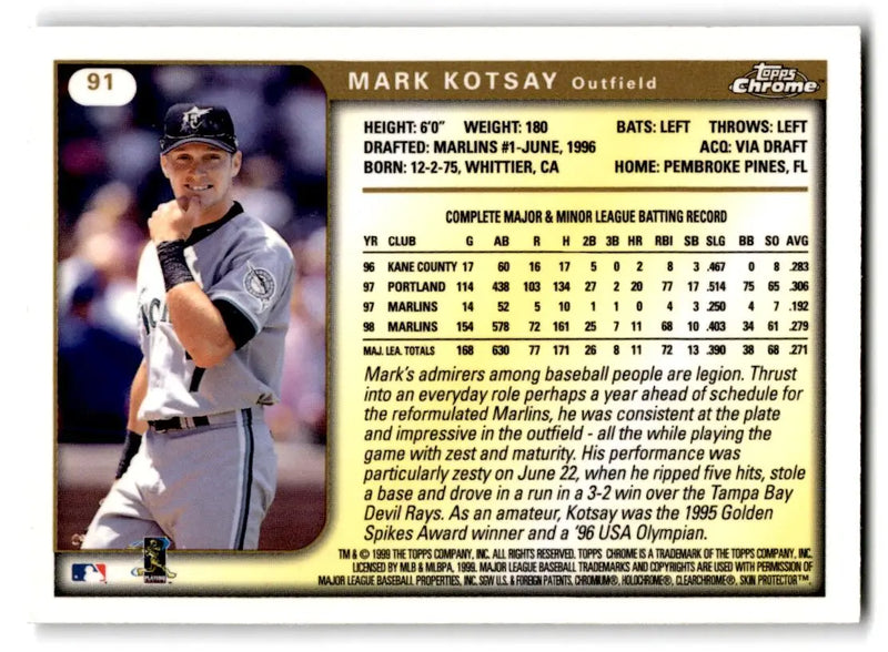 1999 Topps #91 Mark Kotsay - Baseball Card Single
