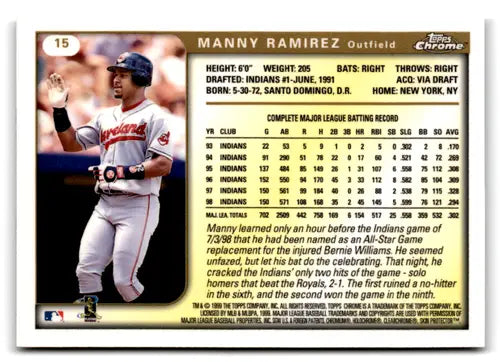 1999 Topps Chrome #15 Manny Ramirez NM-MT Indians ID:81225 - Baseball Card Single