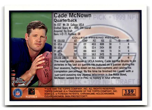 1999 Topps Chrome Refractors #159 Cade McNown NM Near Mint Bears ID:82090 - Football Card Single