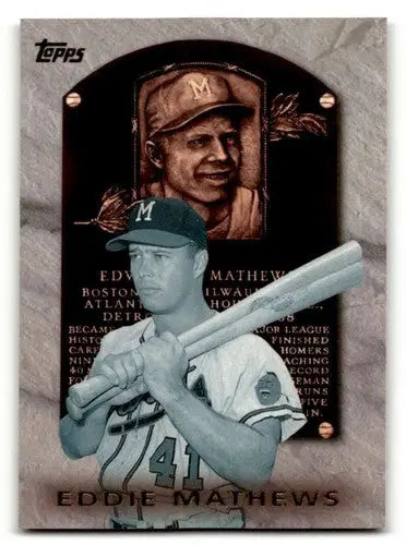 Original gloss 1999 Topps Hof5 Eddie Mathews Milwaukee Braves baseball card