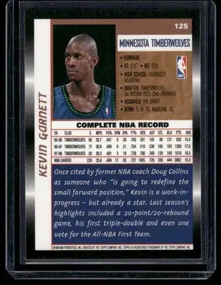 1999 Topps Kevin Garnett #125 Basketball - Basketball Card Single