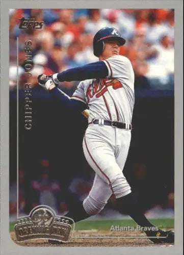 Original gloss Chipper Jones baseball card from 1999 Topps Opening Day Braves collection