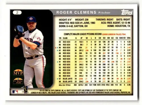 1999 Topps Opening Day #2 Roger Clemens Toronto Blue Jays Baseball C ID:63505 - Baseball Card Single