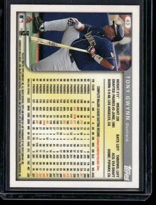 1999 Topps Opening Day Tony Gwynn #43 Baseball - Baseball Card Single