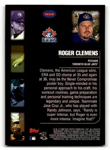 1999 Topps Stadium Club Never Compromise #NC8 Roger Clemens NM Near Min ID:64161 - Baseball Card Single