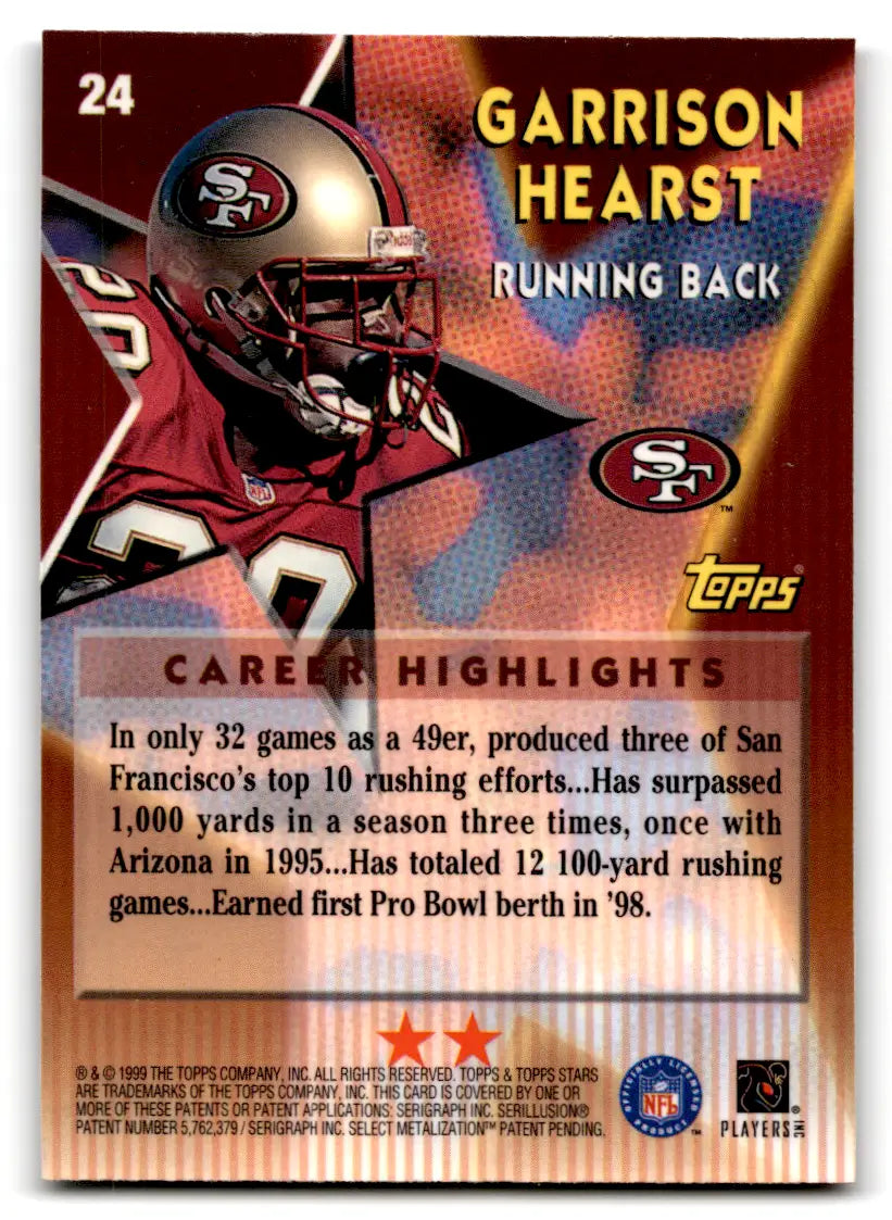 1999 Topps Stars - #24 Garrison Hearst 49ers - Football Card Single