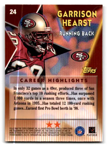 Original gloss Garrison Hearst football card from 1999 Topps Stars Two Star collection