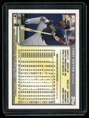 1999 Topps Tony Gwynn #43 Baseball - Baseball Card Single