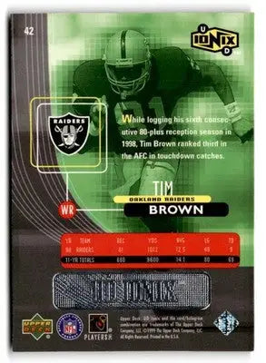 1999 UD Ionix #42 Tim Brown - Football Card Single
