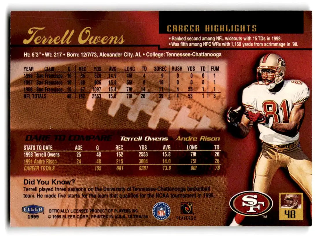 1999 Ultra #48 Terrell Owens - Football Card Single