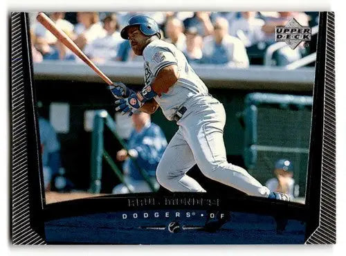 Baseball card featuring Raul Mondesi Los Angeles Dodgers player from 1999 Upper Deck
