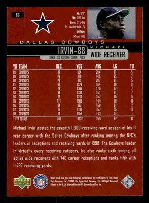 1999 Upper Deck #60 Michael Irvin - Football Card Single